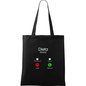 Nákupní taška Dieta volá - Taška bavlněná - 42 x 38 cm ( Černá )