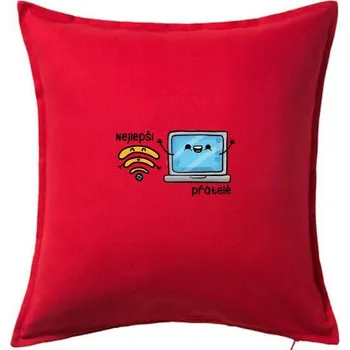 Polštář BFF wifi a pc - Polštář 50x50 - 50x50 - Včetně výplně ( Červená )