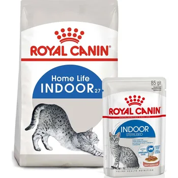 Krmivo pro kočku ROYAL CANIN INDOOR granule 10 kg + INDOOR Sterilised kapsička 48× 85 g