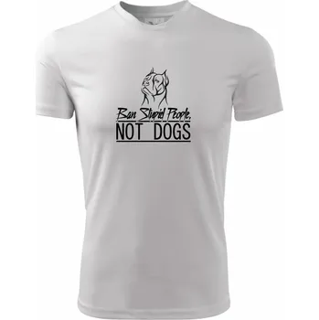 Chlapecké tričko Ban stupid people no dogs - Dětské triko sportovní (dresovina) - 122 cm/6 let ( Bílá )