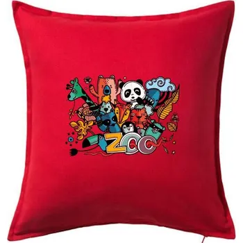 Polštář Zoo triko - Polštář 50x50 - 50x50 - Včetně výplně ( Červená )