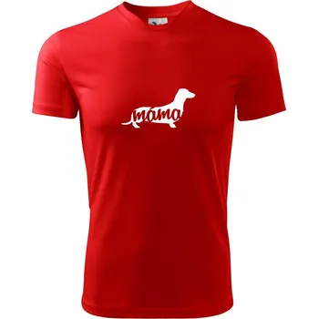 Chlapecké tričko Jezevčík krátkosrstý máma obrys - Dětské triko sportovní (dresovina) - 146 cm/10 let ( Červená )