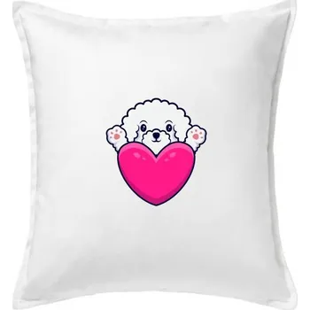 Polštář Bišonek a srdce - Polštář 50x50 - 50x50 - Pouze potah ( Bílá )