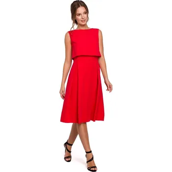 Dámská móda K005 Přiléhavé šaty s odhalenými zády - červené EU XXL