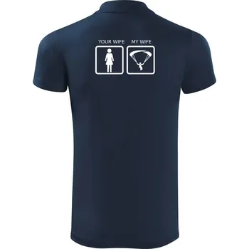 Pánská košile Paragliding - Your wife my wife - Polokošile Victory sportovní (dresovina) - L ( Námořní modrá (velmi tmavá - téměř černá) )