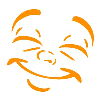 Samolepící dekorace SAMOLEPKA Obličej 004 levá šťastný (06 - oranžová) NA AUTO, NÁLEPKA, FÓLIE, POLEP, TUNING, VLASTNÍ TEXT, TISK, AUTOSAMOLEPKY.cz, POLEPY, OBRÁZEK, LOGO, SAMOLEPKY