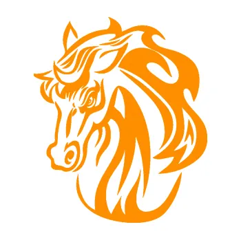 Samolepící dekorace SAMOLEPKA Kůň 069 levá hlava s hřívou (06 - oranžová) NA AUTO, NÁLEPKA, FÓLIE, POLEP, TUNING, VLASTNÍ TEXT, TISK, AUTOSAMOLEPKY.cz, POLEPY, OBRÁZEK, LOGO, SAMOLEPKY