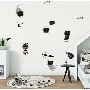 Samolepící dekorace Sada nástěnných dětských samolepek Ambiance Scandinavian Animals Cosmonaut Cats ID_1181582