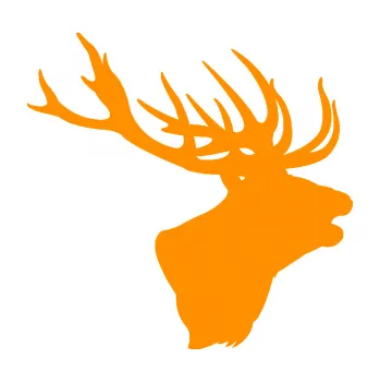 Samolepící dekorace Jelen 001 pravá silueta hlavy (06 - oranžová) SAMOLEPKA NA AUTO, NÁLEPKA, FÓLIE, POLEP, TUNING, VLASTNÍ TEXT, TISK, AUTOSAMOLEPKY.cz, POLEPY, OBRÁZEK, LOGO, 3D STICKERS