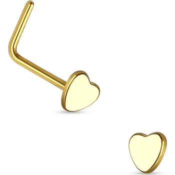 Piercing Šperky4U Zlacený zhnutý piercing do nosu - srdíčko - N01154-GD
