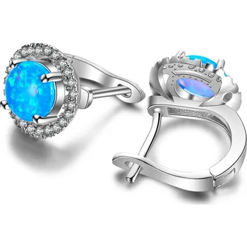 Náušnice B-TOP Náušnice s modrým opálem a kamínky - postříbřené