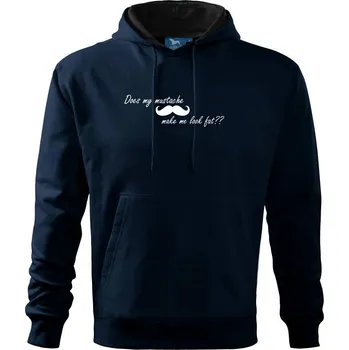 Pánská mikina Mustache-does my mustache make me look fat? - Mikina pánská Cape s kapucí - 2XL ( Námořní modrá (velmi tmavá - téměř černá) )