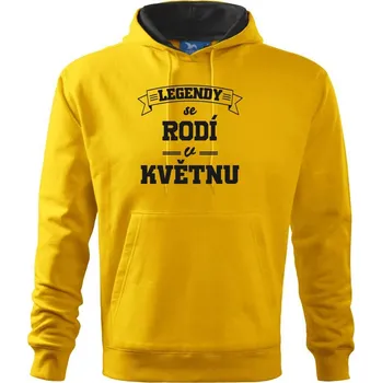 Pánská mikina Legendy se rodí v květnu - Mikina pánská Cape s kapucí - XL ( Žlutá )