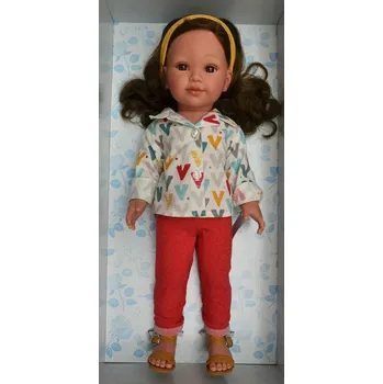 Panenka Realistická panenka Coral v bílé košili s barevným potiskem od firmy Vestida de Azul (španělská panenka - 45 cm)