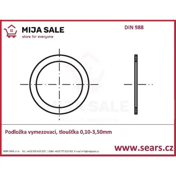 podložka P 45x 55x0,3 DIN 988 - Podložka vymezovací