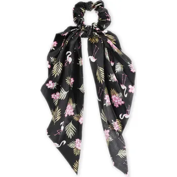 Saténová gumička do vlasů se stuhou Barva: černá