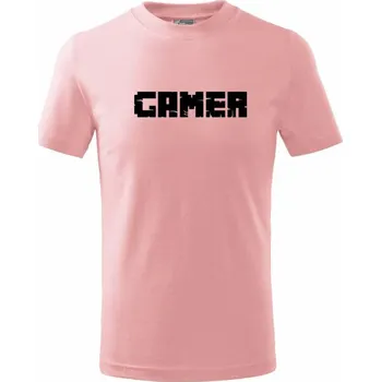 Gamer nápis - Tričko dětské bavlněné - 104-110cm / 3-4 roky ( Růžová )