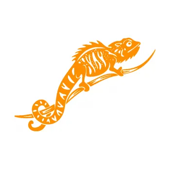 Samolepící dekorace SAMOLEPKA Chameleon 003 pravá (06 - oranžová) NA AUTO, NÁLEPKA, FÓLIE, POLEP, TUNING, VLASTNÍ TEXT, TISK, AUTOSAMOLEPKY.cz, POLEPY, OBRÁZEK, LOGO, SAMOLEPKY