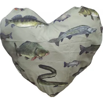 Dekorativní polštářek Polštář s rybami ve tvaru srdce