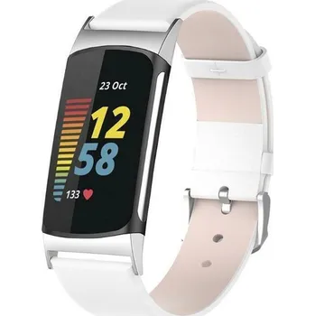Ostatní příslušenství k chytrým hodinkám eses Kožený řemínek pro Fitbit Charge 5 a 6 - Bílý