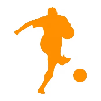 Samolepicí dekorace na vozidlo Fotbalista 024 pravá (06 - oranžová) SAMOLEPKA NA AUTO, NÁLEPKA, FÓLIE, POLEP, TUNING, VLASTNÍ TEXT, TISK, AUTOSAMOLEPKY.cz, POLEPY, OBRÁZEK, LOGO, 3D STICKERS