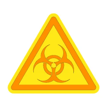 samolepka Biohazard barevný trojúhelník (06 - oranžová) SAMOLEPKA NA AUTO, NÁLEPKA, FÓLIE, POLEP, TUNING, VLASTNÍ TEXT, TISK, AUTOSAMOLEPKY.cz, POLEPY, OBRÁZEK, LOGO, 3D STICKERS