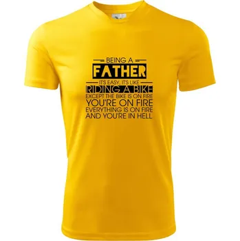 Pánské tričko Being a father - bike - Pánské triko Fantasy sportovní (dresovina) - S ( Žlutá )