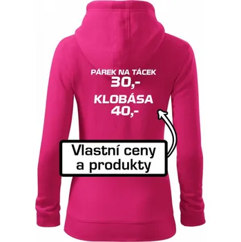 Dámská mikina Párek na tácek a klobása - Dámská mikina trendy zipper s kapucí - M ( Purpurová )