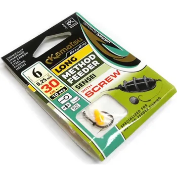 Rybářský háček Kamatsu návazec Long Method Feeder Sensei - 30cm Velikost: Vel.háčku 12 / průměr 0,18mm