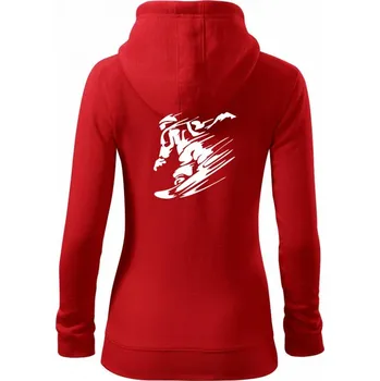 Dámská mikina Rychlý snowboardista - Dámská mikina trendy zipper s kapucí - XL ( Červená )