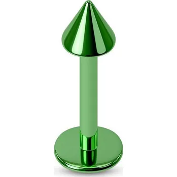 Piercing Piercing do brady - kónus (tmavě zelená, 3 x 3 mm, 1,2 x 8 mm)