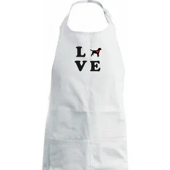 Kuchyňská zástěra Labrador love - Dámská zástěra na vaření - Univerzální velikost ( Bílá )
