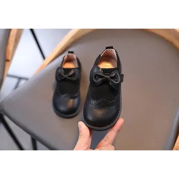 Dětská treková obuv Čína Pohodlné botičky z umělé kůže s mašličkou Barva: Černá, Velikost: 27 (16 cm)