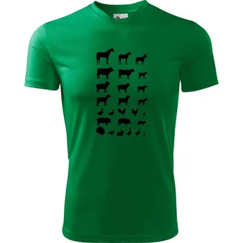 Pánské tričko Zvířátka z vesnice - Pánské triko Fantasy sportovní (dresovina) - M ( Středně zelená )