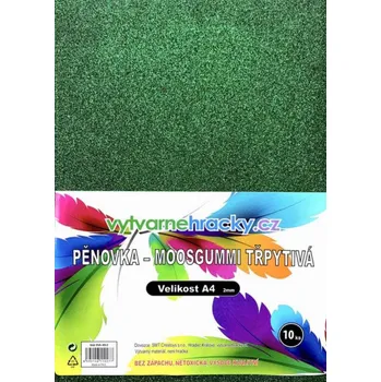 Třpytivá pěnovka Moosgummi Zelená 10 ks, A4