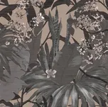 Vliesové tapety florální vzor šedý na hnědém podkladu 38522-5