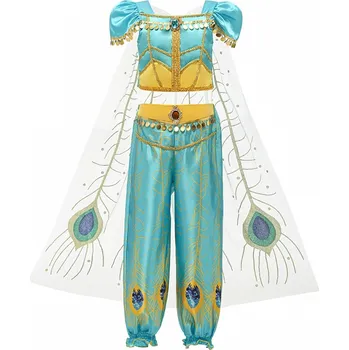 Karnevalový kostým Disney Princezna Jasmína kostým s pavími pery Varianta: Šaty, Velikost: 130 (5-6 let)