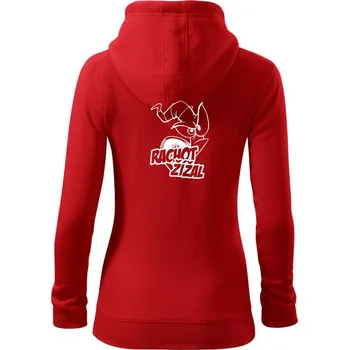 Dámská mikina Rachot žížal - Dámská mikina trendy zipper s kapucí - XS ( Červená )