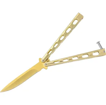 Bojový nůž Nůž motýlek SK9051 nýty zlatý