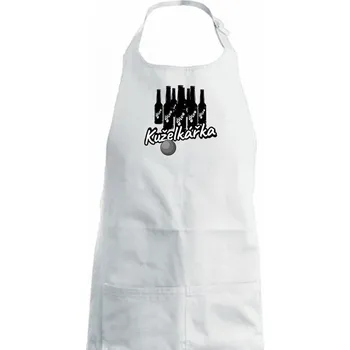 Kuchyňská zástěra Kuželkář / kuželkářka pivo - Dámská zástěra na vaření - Univerzální velikost ( Bílá )