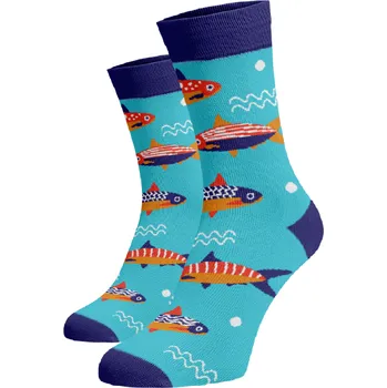 Dámské ponožky Veselé ponožky Ryby Světle modrá Bavlna 42-44