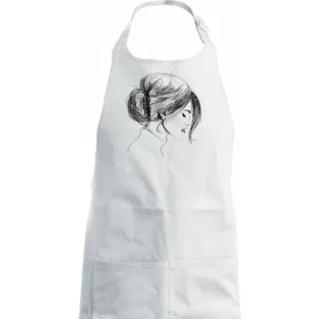 Kuchyňská zástěra Ručně malovaná žena - Dámská zástěra na vaření - Univerzální velikost ( Bílá )
