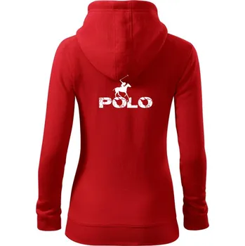 Dámská mikina Polo blesk - Dámská mikina trendy zipper s kapucí - L ( Červená )