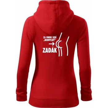 Dámská mikina Za mnou sedí zadák - Dámská mikina trendy zipper s kapucí - S ( Červená )