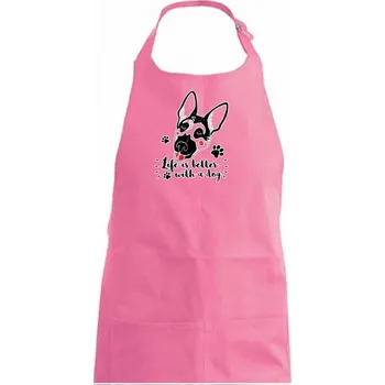 Kuchyňská zástěra German shepherd - life is a better with dog - Dámská zástěra na vaření - Univerzální velikost ( Růžová )