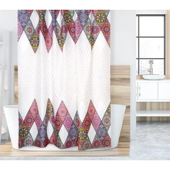 Sprchový závěs Bellatex koupelnový závěs, Růžová mandala 180x200 cm