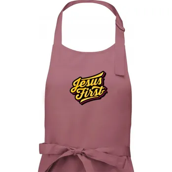 Kuchyňská zástěra Jesus first žltý - Dámská zástěra na vaření - Univerzální velikost ( Starorůžová )