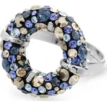 Stříbrný nápaditý prsten kruh s krystaly Swarovski Montana (Stříbro 925/1000)