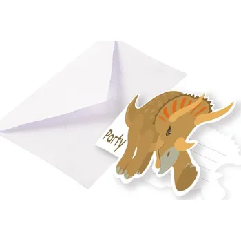 Pozvánka Dinosaurus papírové pozvánky 8 ks 8,5 cm x 12,7 cm Amscan 9903979