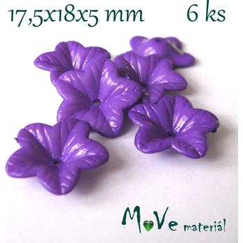 Dětské navlékací korálky Akrylový květ 18mm - lesklý, 6ks, fialový